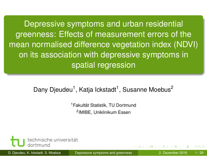depressive symptoms and urban residential greenness