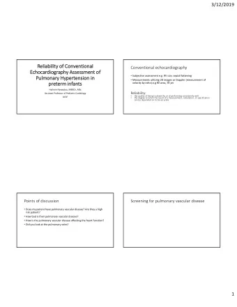 Reliability of Conventional  Conventional echocardiography  Echocardiography Assessment of