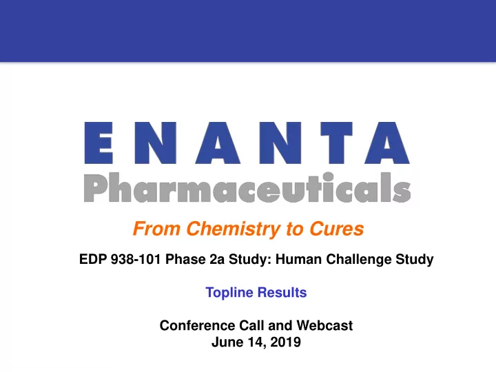 from chemistry to cures