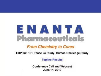 From Chemistry to Cures  EDP 938-101 Phase 2a Study: Human Challenge Study  Topline Results