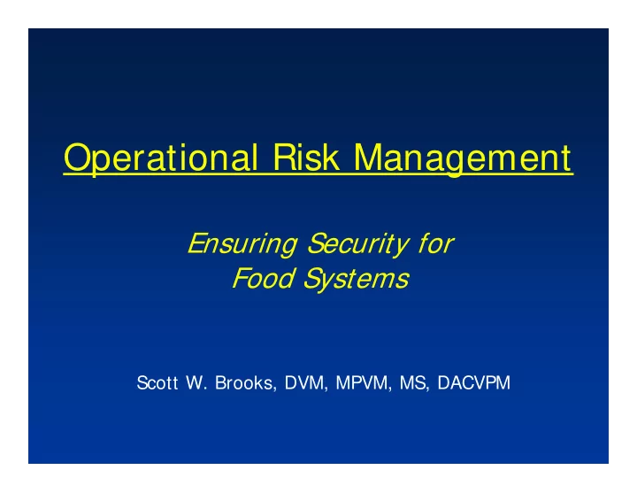 operational risk management