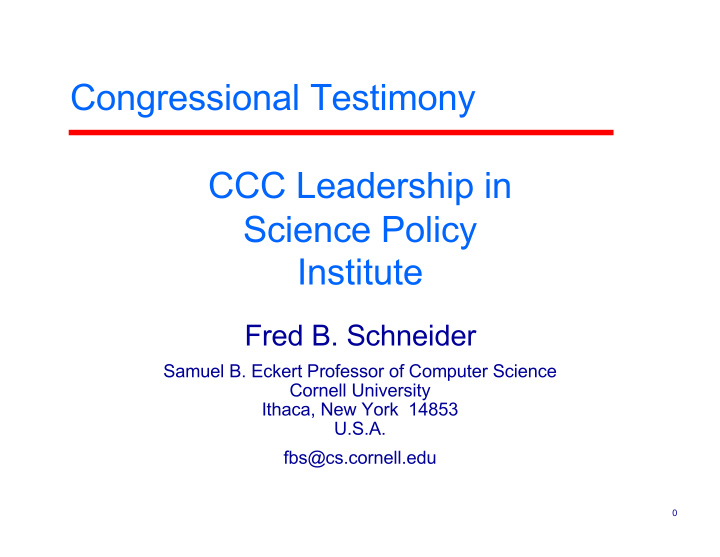 congressional testimony ccc leadership in science policy