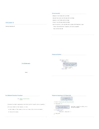 61A Lecture 12  Project 2 due Thursday 10/10 @ 11:59pm  Guerrilla Section 2 this Saturday