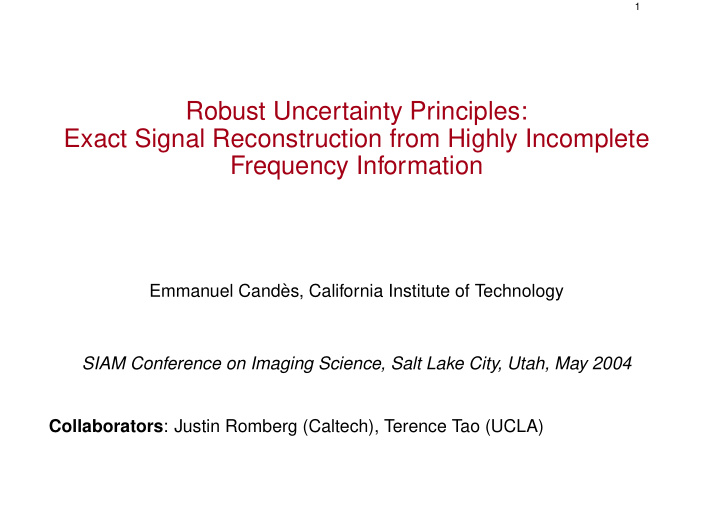 robust uncertainty principles exact signal reconstruction