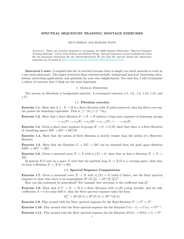 spectral sequences training montage exercises