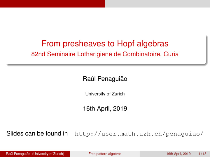 from presheaves to hopf algebras