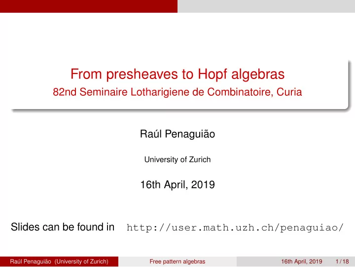 from presheaves to hopf algebras