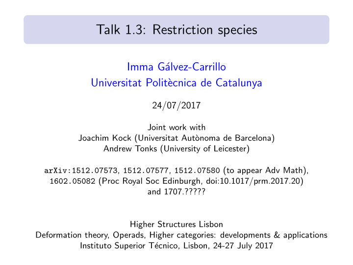 talk 1 3 restriction species