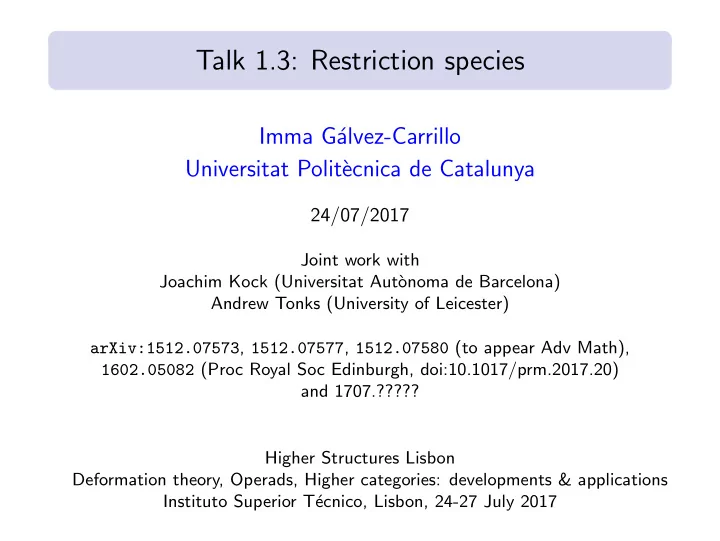 talk 1 3 restriction species