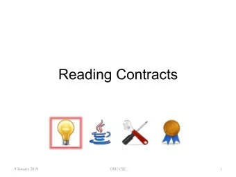 Reading Contracts  9 January 2019  OSU CSE  1  Recall: Mathematical Models  Each variable in the