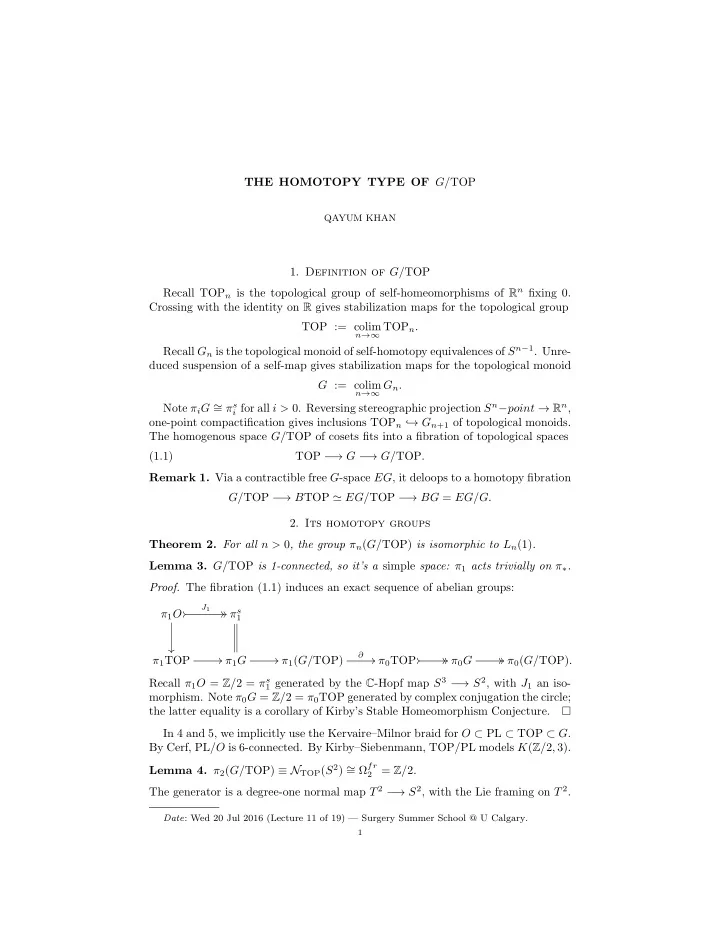 the homotopy type of g top