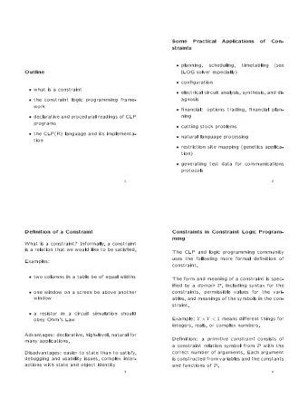 Some  Practical  Applications  of  Con-  straints    planning,  scheduling,  timetabling  (see