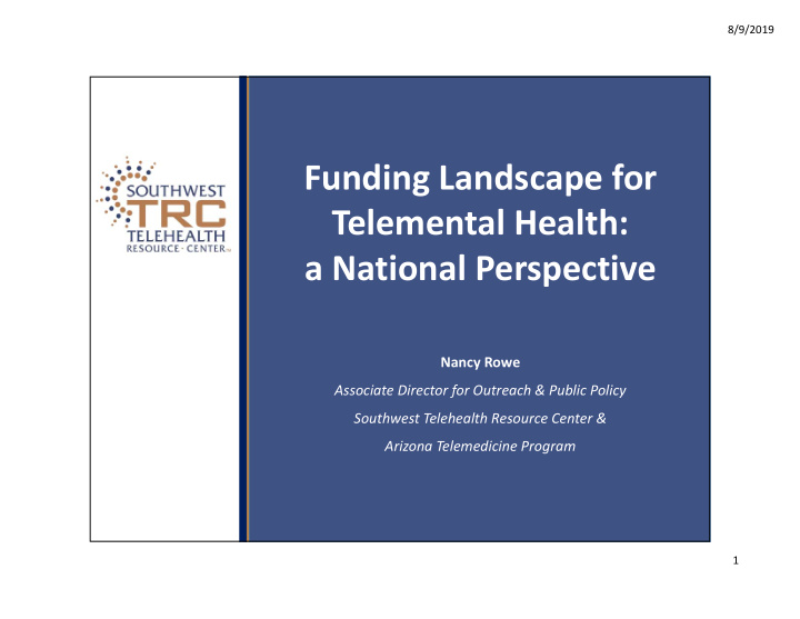 funding landscape for telemental health a national