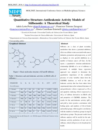 MOL2NET, 2018, 4, http://sciforum.net/conference/mol2net-04  2 Introduction  Stilbenes are plant