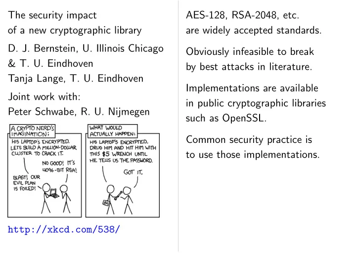the security impact aes 128 rsa 2048 etc of a new