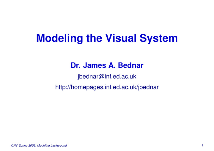modeling the visual system