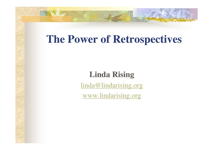 the power of retrospectives