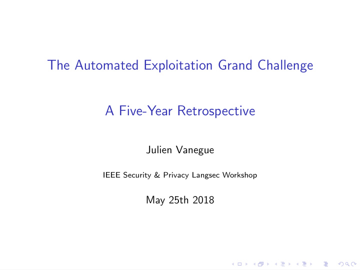 the automated exploitation grand challenge a five year