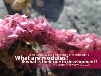 What are modules?  &amp; what is their role in development?  s.butterfill@warwick.ac.uk  Outline