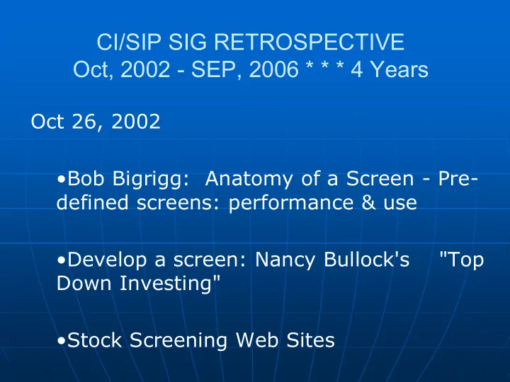ci sip sig retrospective