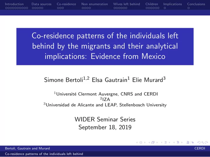 co residence patterns of the individuals left behind by