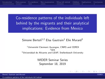 Co-residence patterns of the individuals left  behind by the migrants and their analytical