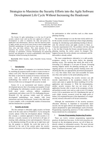 Strategies to Maximize the Security Efforts into the Agile Software  Development Life Cycle Without