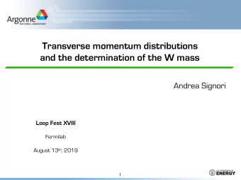 Transverse momentum distributions   and the determination of the W mass  Andrea Signori  Loop