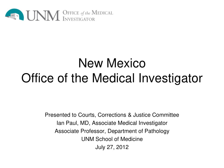 office of the medical investigator