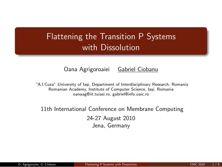 flattening the transition p systems with dissolution