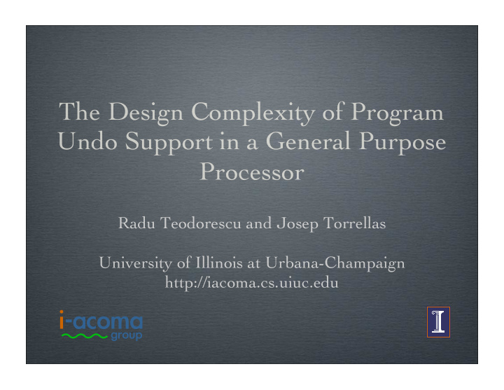 the design complexity of program undo support in a