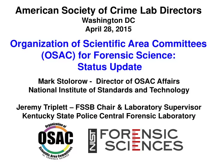 organization of scientific area committees