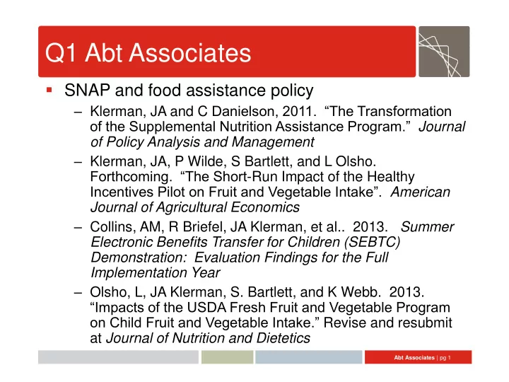 q1 abt associates