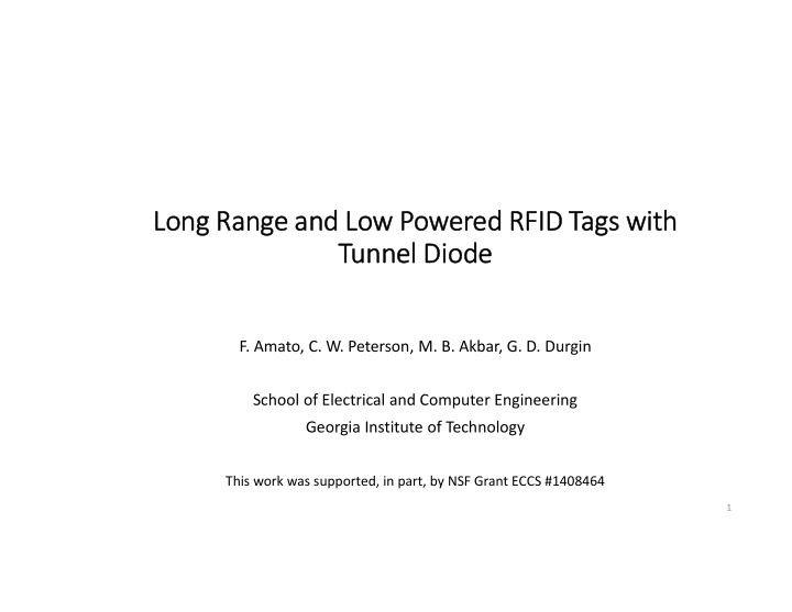 long range and low powered rfid tags with tunnel diode