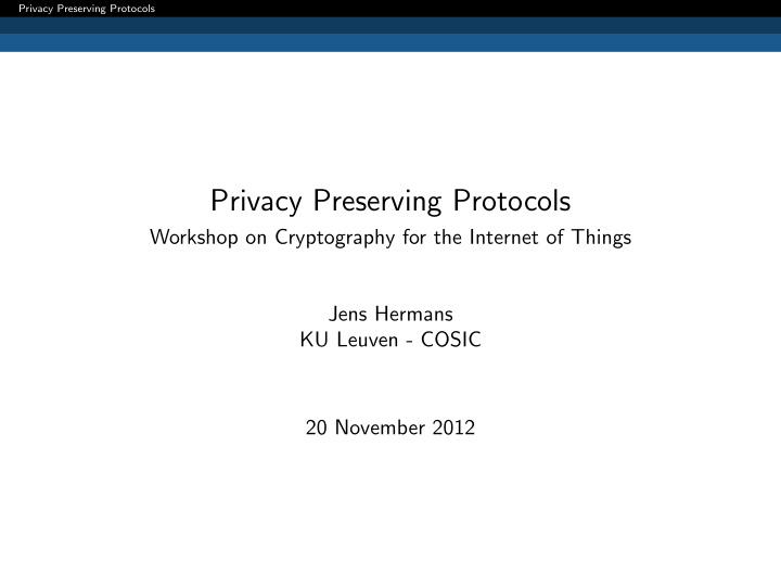 privacy preserving protocols
