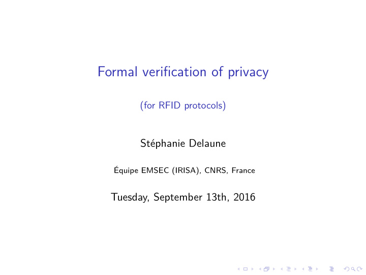 formal verification of privacy