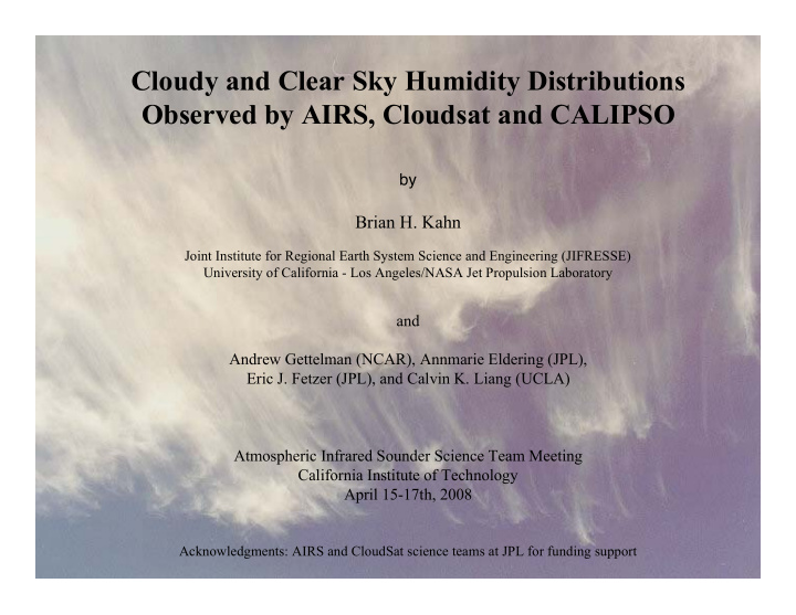cloudy and clear sky humidity distributions observed by
