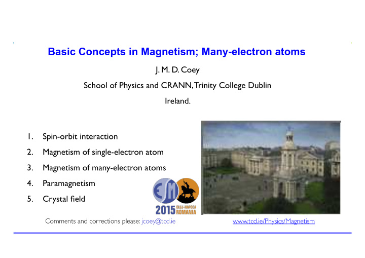 basic concepts in magnetism many electron atoms