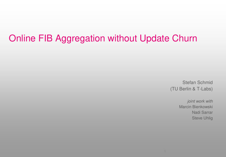 online fib aggregation without update churn
