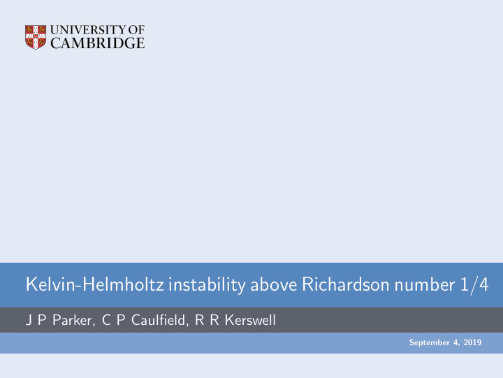 kelvin helmholtz instability above richardson number 1 4