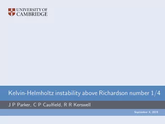 Kelvin-Helmholtz instability above Richardson number 1 / 4  J P Parker, C P Caulfield, R R Kerswell