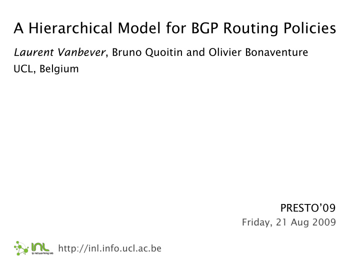 a hierarchical model for bgp routing policies