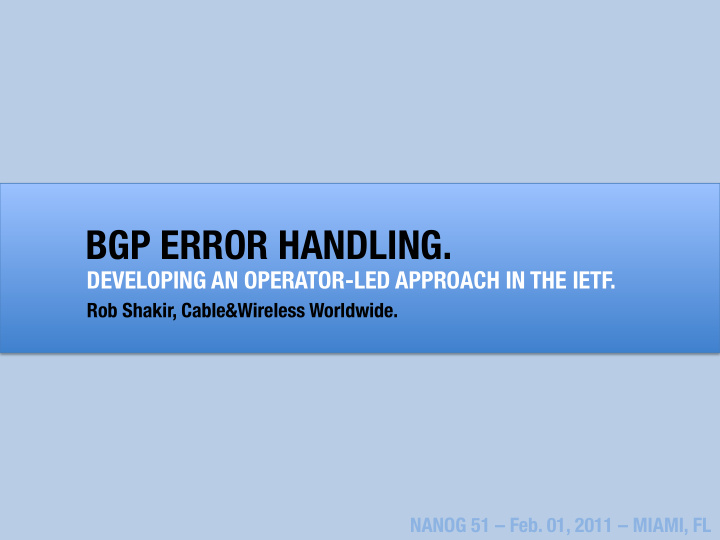 bgp error handling