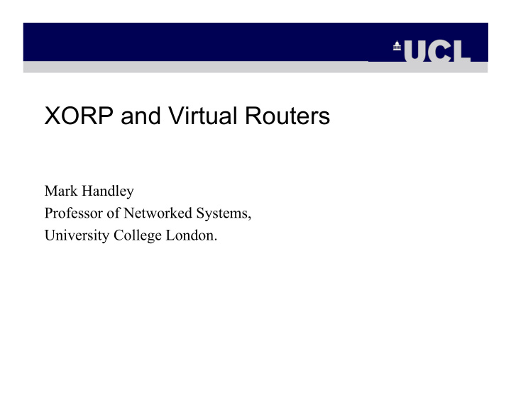 xorp and virtual routers