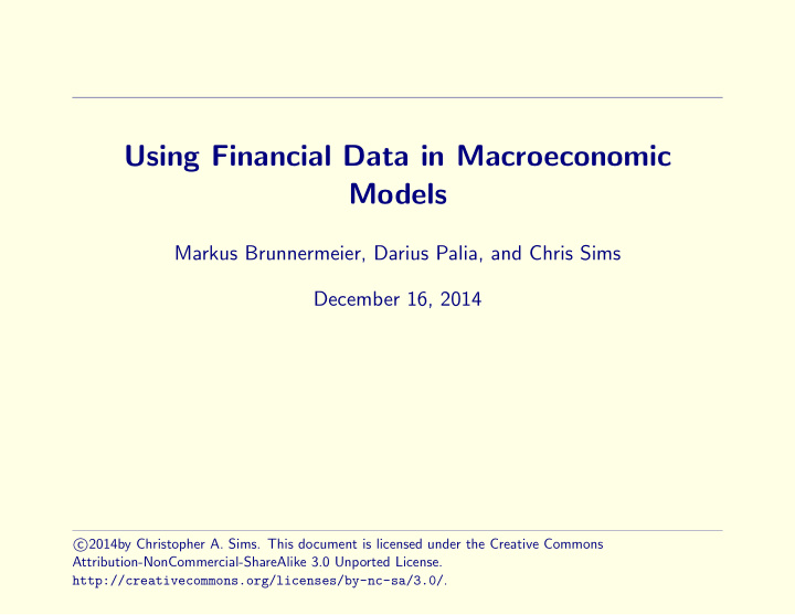 using financial data in macroeconomic models