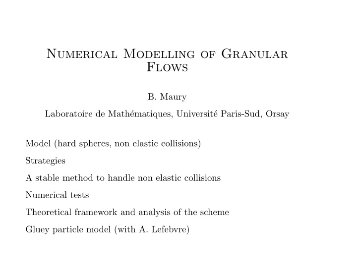 numerical modelling of granular flows