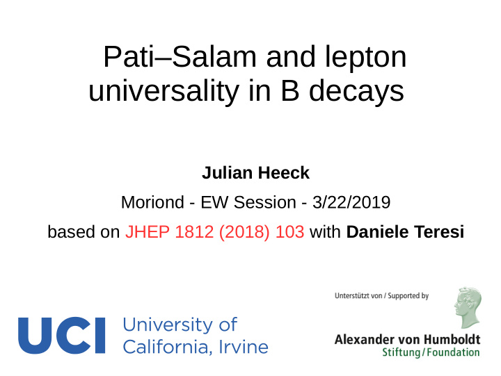 pati salam and lepton universality in b decays