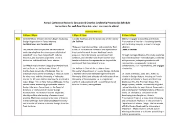 Annual Conference Research, Education &amp; Creative Scholarship Presentation Schedule