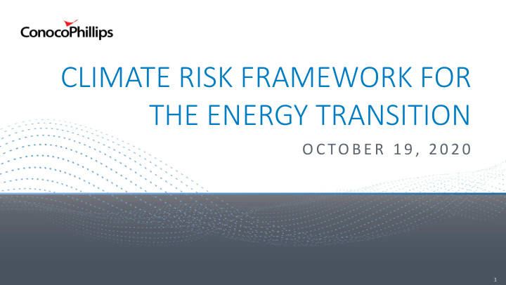 climate risk framework for the energy transition