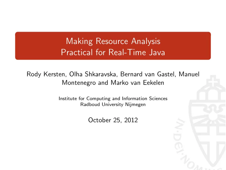 making resource analysis practical for real time java